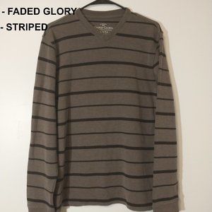 *SOLD* Faded Glory Brown and Black Striped Knit Sweater. Size Small.